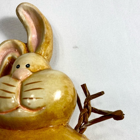 Ceramic Bunny Rabbit with straw legs Home decor from Europe Souvenir - Picture 4 of 11